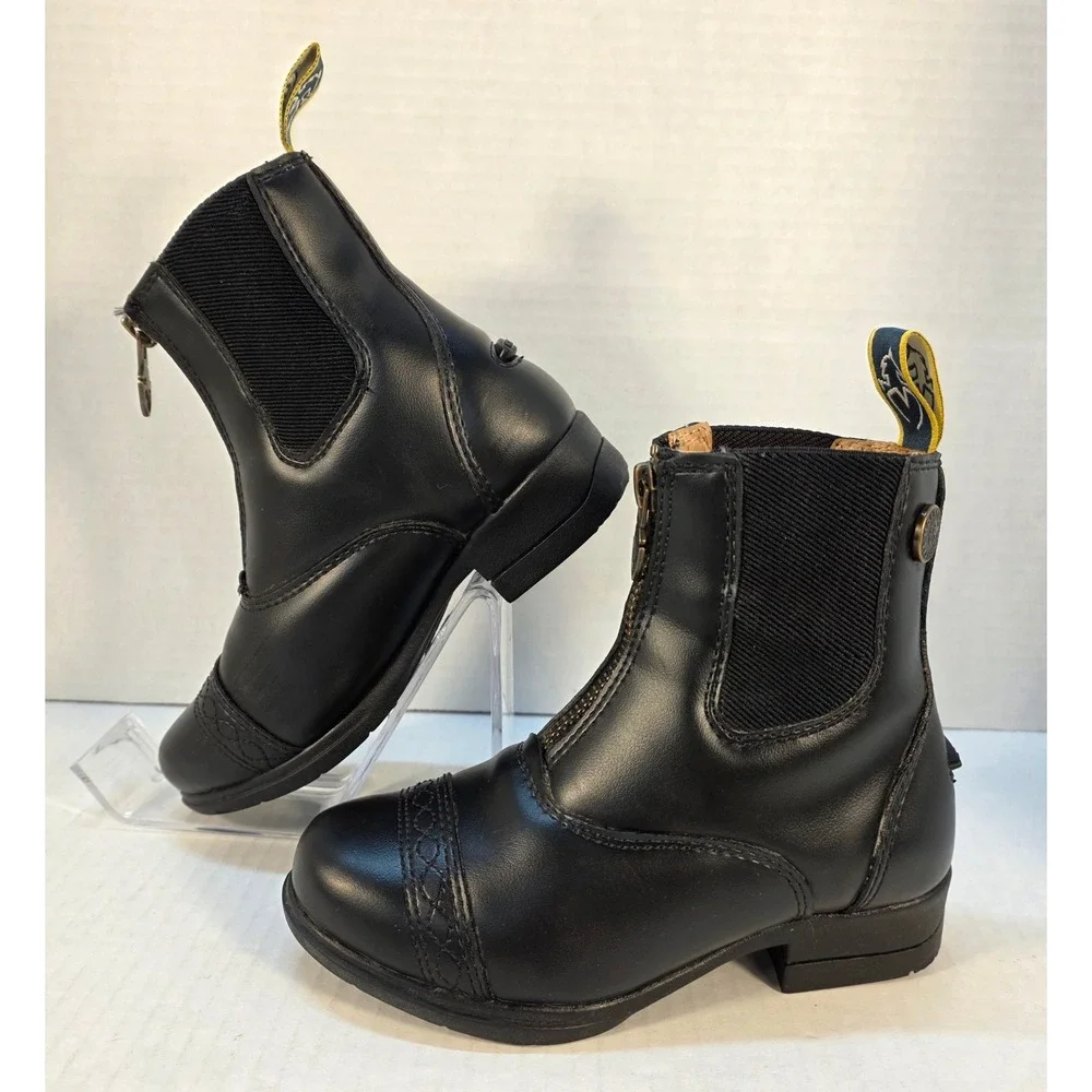 Moretta Clio Paddock Boots Kids Equestrian Front Zip Black US 11 EUC Equestrian